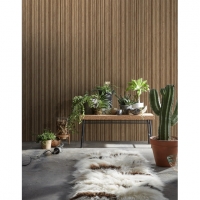 Honey striated wood imitation wallpaper