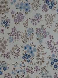 Vintage floral wallpaper with little purple and blue flowers