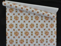 Vintage floral wallpaper with little orange flowers