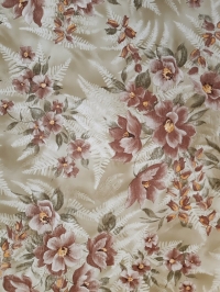 Vintage floral wallpaper with brown flowers and white ferns