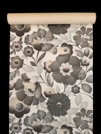 Vintage floral wallpaper with big grey flowers