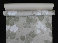 Vintage wallpaper with green and white ivy leaves
