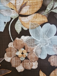 Papier peint vintage avec des fleurs brun et gris