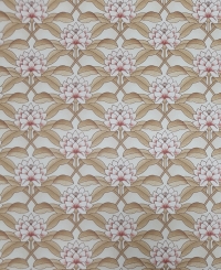 Papier peint vintage fleurs blanc, beige et rose