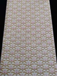 Vintage wallpaper with pink and beige lotus flowers