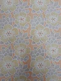 Papier peint vintage orange et vert-jaune