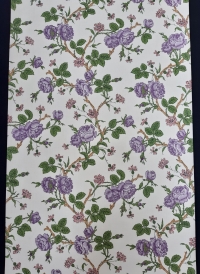 Papier peint vintage fleurs purpre et vert