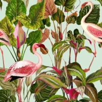 Premium wallpaper Beverly Hills Flamingo Mint