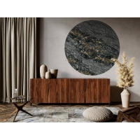 Round wallpaper black and gold marble Sarrancolin