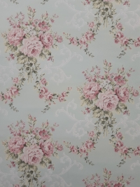 Rozen bloemen met lichtblauwe achtergrond jaren '50 behang
