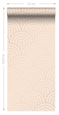 Beige met koperen bogen art deco behang