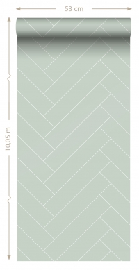 Papier peint chevrons menthe verte-blanc