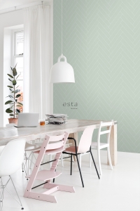 Papier peint chevrons menthe verte-blanc