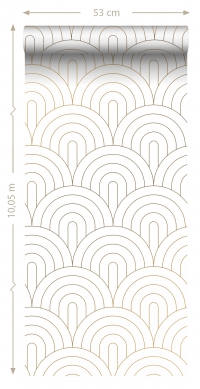 Papier peint arches blanc et or