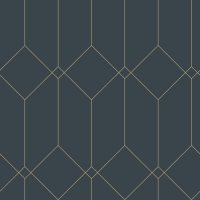 Art deco wallpaper dark blue with golden lines