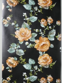 Papier peint vintage fleurs brun sur un fond noir