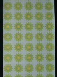 Papier peint vintage géometrique soleils verts et jaunes