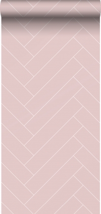 Papier peint chevrons rose-blanc