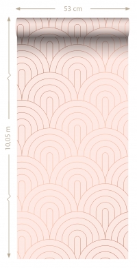 Pink with golden arches art deco wallpaper