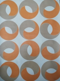 geometrisch vintage behang oranje beige ringen