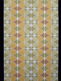 Yellow, green and brown vintage geometric wallpaper