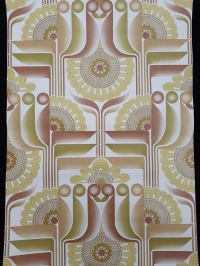 Bruin, groen en geel vintage geometrisch behang