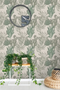 Papier peint de luxe corail vert