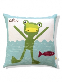 coussin pour enfants grenouille nage