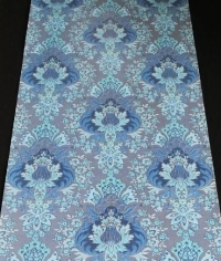 Blue and bronze floral damask vintage wallpaper