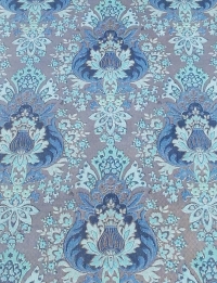 Blue and bronze floral damask vintage wallpaper