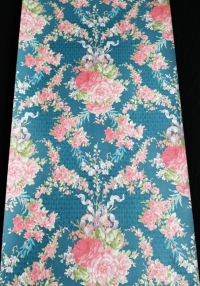 Papier peint vintage damassé bleu rose