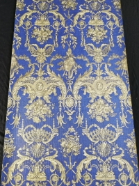 Papier peint vintage damassé bleu or