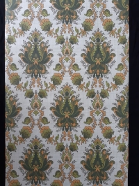 Groen, oranje medaillon vintage behang