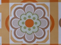 orange brown flowers in a geometric pattern