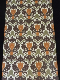 orange green brown damask wallpaper