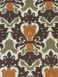 orange green brown damask wallpaper