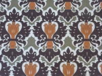 orange green brown damask wallpaper