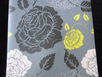 pink yellow and black flowers non woven wallpaper