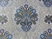 blue grey gold medallion wallpaper