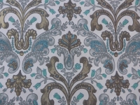 blue grey gold medallion wallpaper