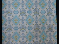 blauw geel medaillon vintage behang