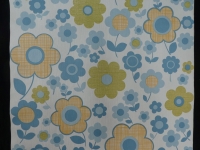 vintage floral wallpaper blue yellow flowers