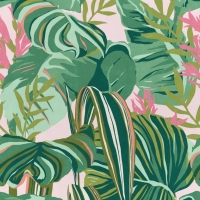 Papier peint de luxe plantes tropicales rose