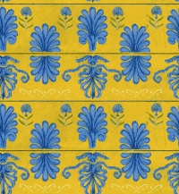 Papier peint de luxe Mykonos villa bleu-jaune