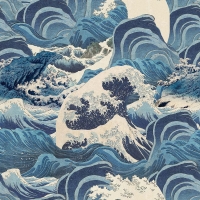Luxebehang Sea Waves blauw