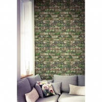 Old mossy white bricks wallpaper