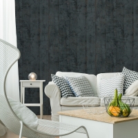 Anthracite-grey wood plank imitation wallpaper