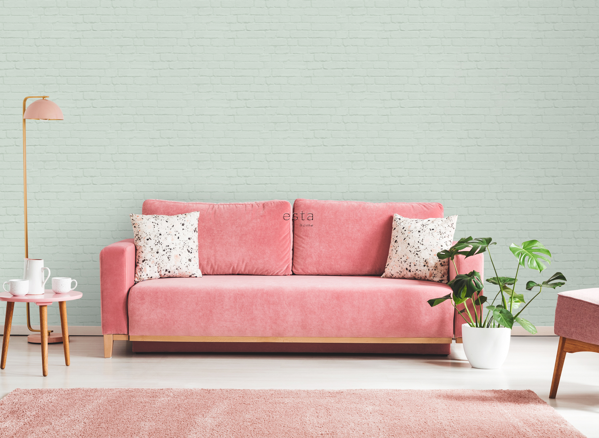 Mint green bricks wallpaper Funkywalls Dé voor vintage en modern behang