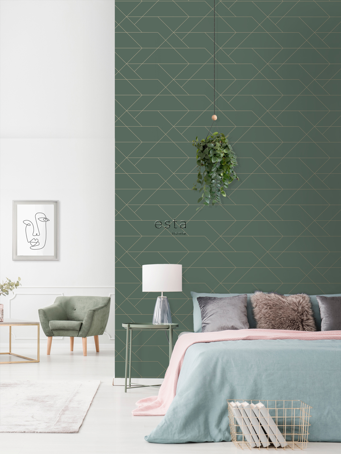 ESTA art deco behang donkergroen en goud - Funkywalls - Dé webshop voor