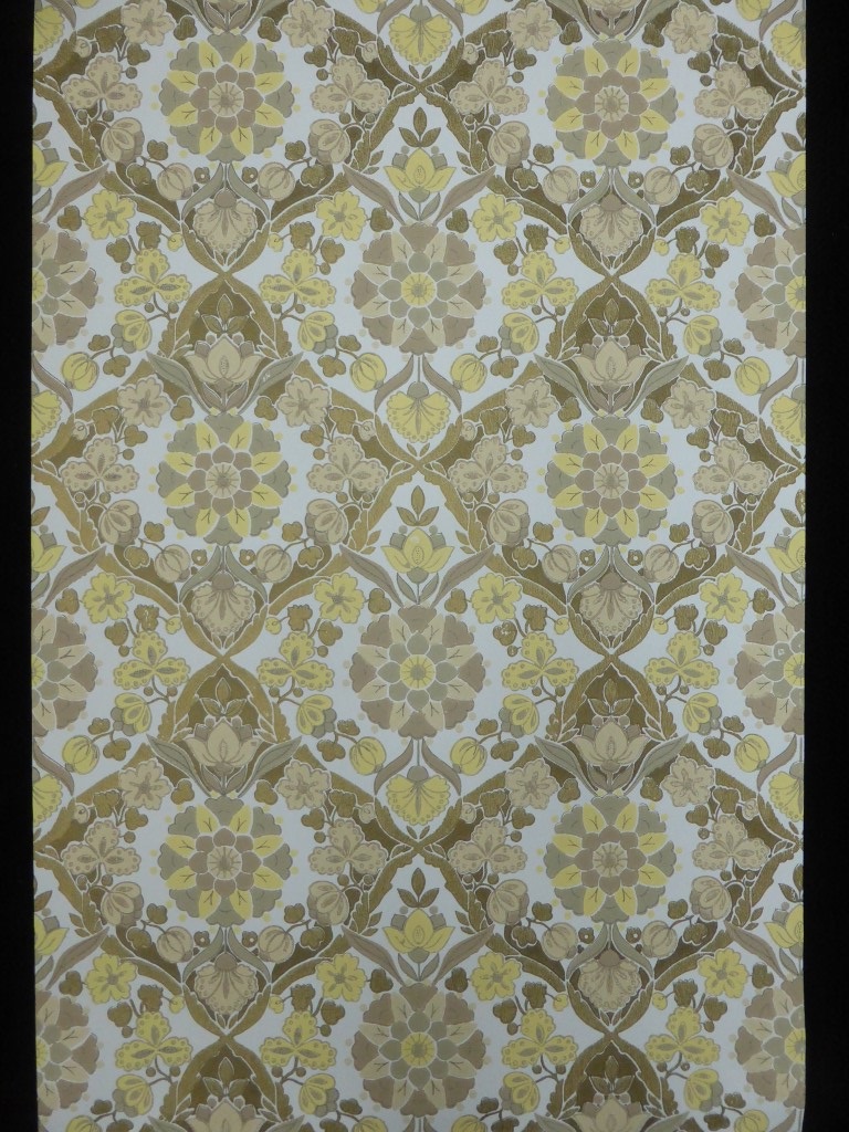 vintage damask wallpaper yellow grey Funkywalls Dé voor